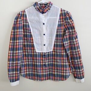 Vintage 70’s plaid prairie multi color blouse